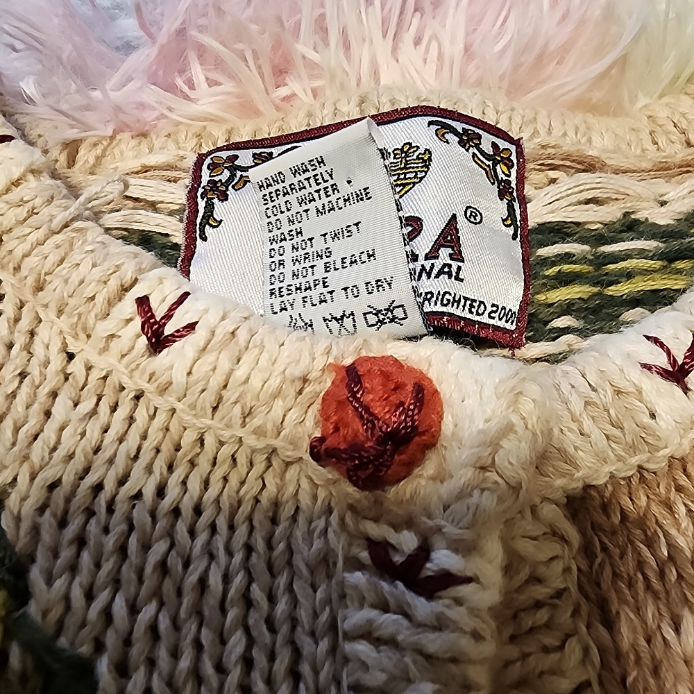 Vintage Embroidered Cardigan Sweater Rooster Fruit Vegetables Hearts - Picture 3 of 6